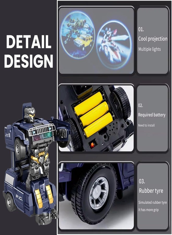 Kidology Transforming Robot Car With Light - Police Cars for Kids, Race Car to Robot Toy for Boys, Bump and Go Toddler Robot Toys, Black - Image 3